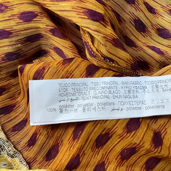 Zara Leaves and Geometric Shapes Halter Top Pink Yellow Green Orange Size Large - Picture 11 of 14